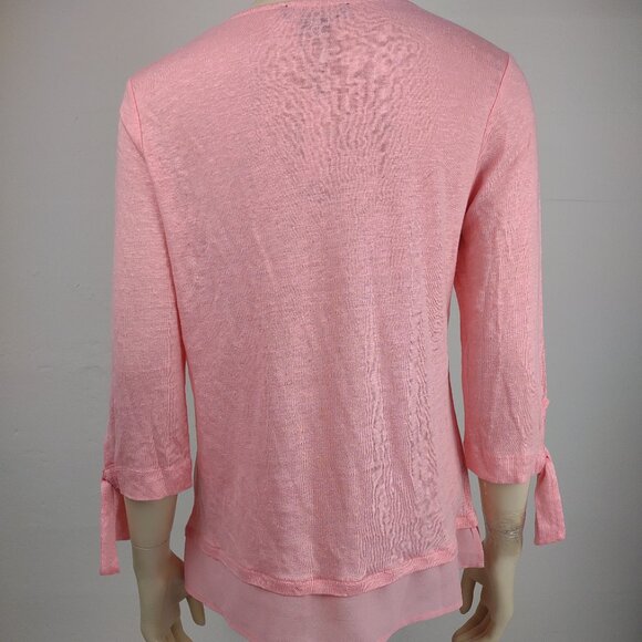 NWT Sanctuary pink 100% Linen round neck 3/4 sleeve blouse top womens Small - Picture 4 of 7